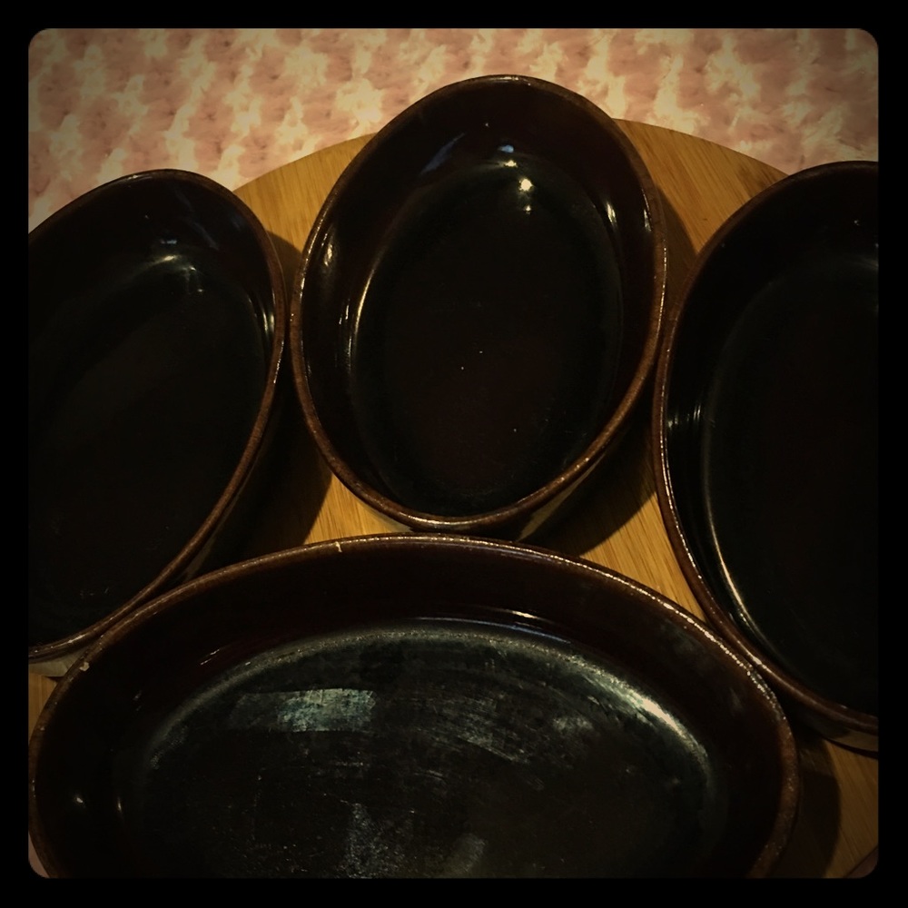 Four vintage pottery dish